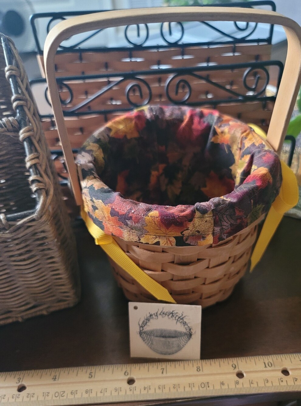 Wicker & Metal Letter/Pen Holder & File Holder & a Hand Woven Basket w/liner.